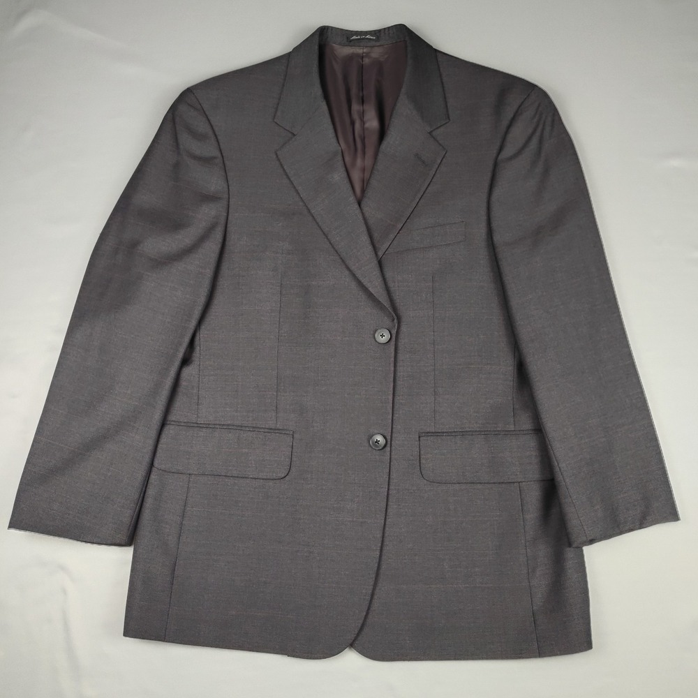 Alfani Blazer Men 40S Gray Comero Italian Wool Sport Coat Windowpane Business